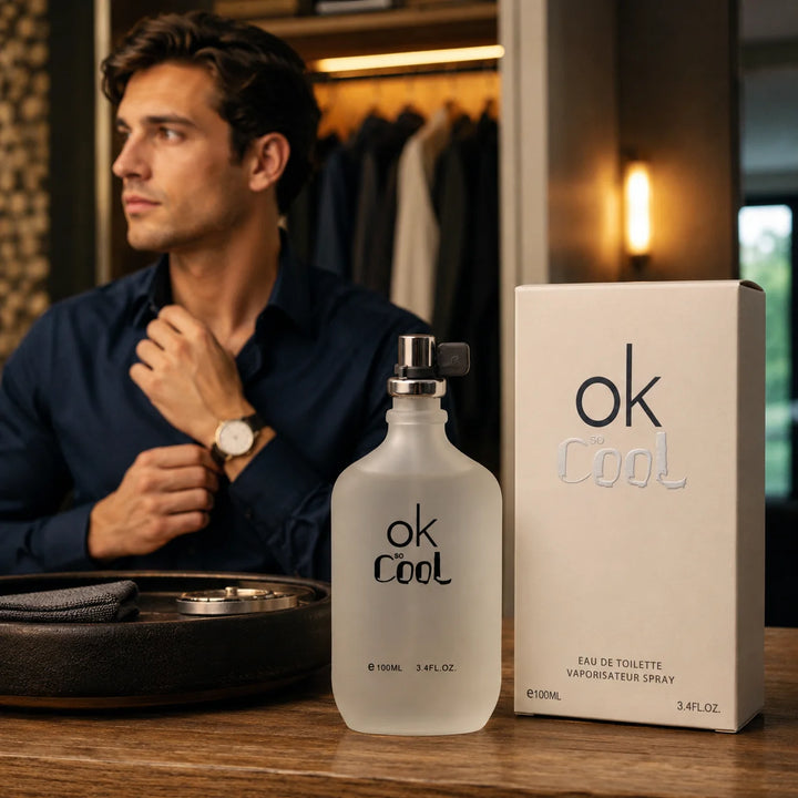 OK So Cool Eau de Toilette for Men, 100ml / 3.4 Fl Oz – Fresh Clean Men’s Cologne Spray – Crisp Everyday Masculine Fragrance for Work, Casual Wear &amp; Gifting