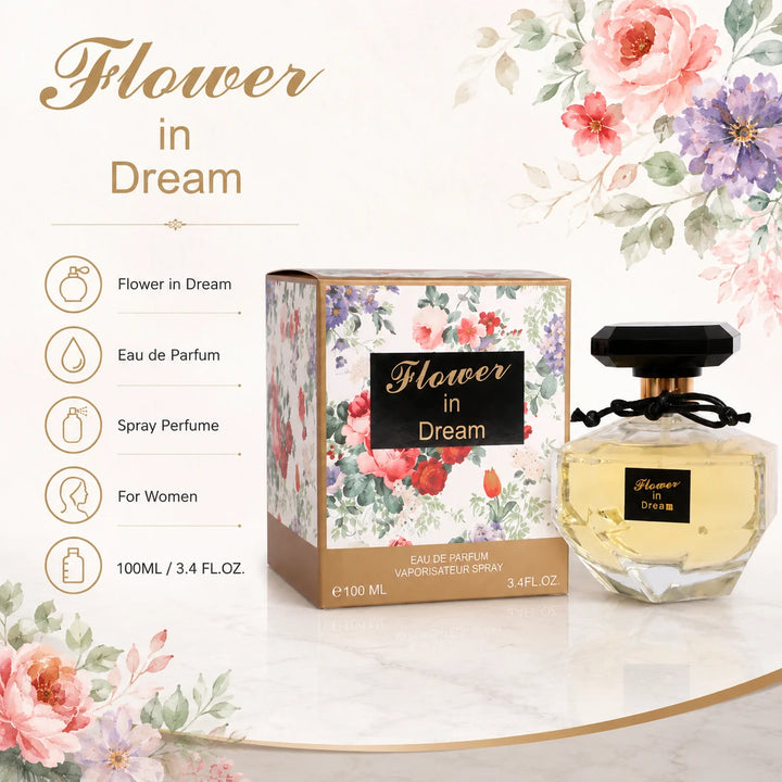 Flower in Dream Eau de Parfum for Women, 100ml / 3.4 Fl Oz – Floral Feminine Perfume Spray – Elegant Fresh Floral Scent for Everyday Wear, Special Occasions &amp; Gifts