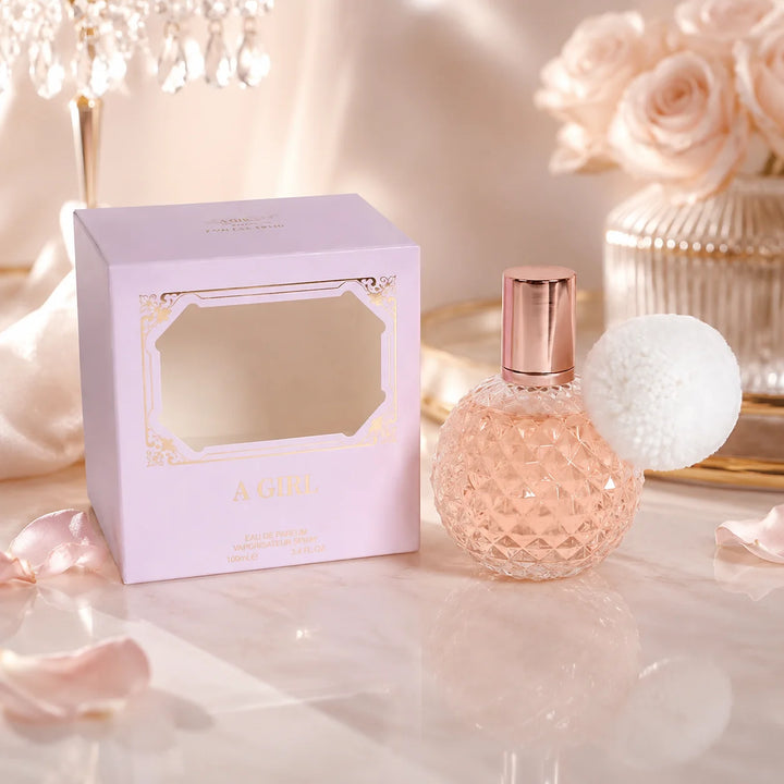 A Girl Eau de Parfum for Women, 100ml / 3.4 Fl Oz – Sweet Floral Fruity Perfume Spray – Feminine Everyday Fragrance with Decorative Pom Pom Bottle, Gift for Her