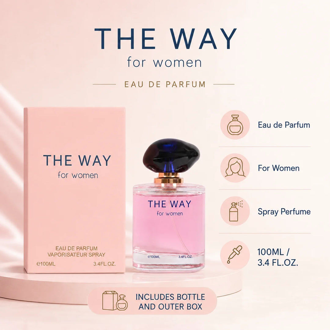 The Way for Women Eau de Parfum, 100ml / 3.4 Fl Oz – Floral Fruity Feminine Perfume Spray – Fresh Sweet Everyday Women’s Fragrance for Day, Evening &amp; Gift Giving