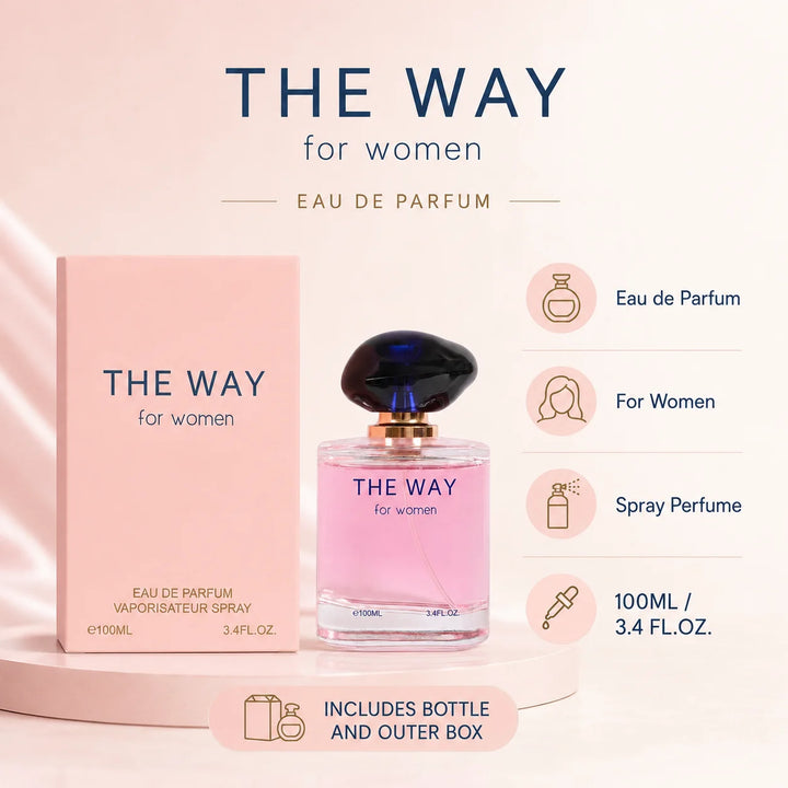 The Way for Women Eau de Parfum, 100ml / 3.4 Fl Oz – Floral Fruity Feminine Perfume Spray – Fresh Sweet Everyday Women’s Fragrance for Day, Evening &amp; Gift Giving