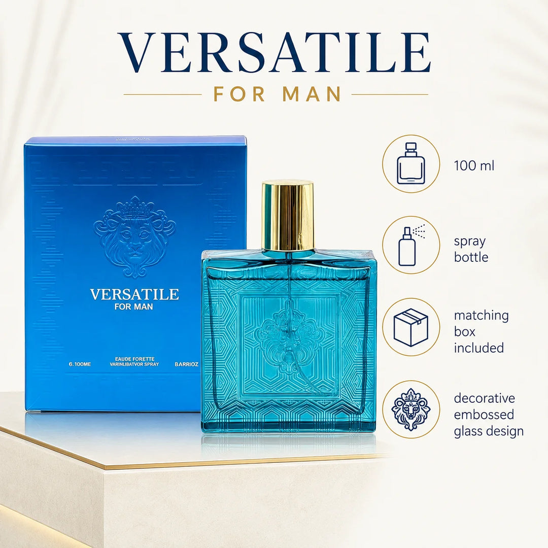 Versatile for Man Eau de Toilette, 100ml / 3.4 Fl Oz – Fresh Aquatic Aromatic Cologne for Men – Clean Masculine Everyday Fragrance Spray – Men’s Cologne Gift