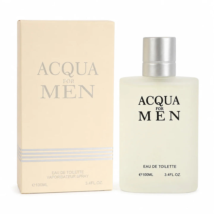 Acqua for Men Eau de Toilette, 100ml / 3.4 Fl Oz – Fresh Aquatic Cologne for Men – Clean Crisp Masculine Everyday Fragrance Spray – Men’s Cologne Gift