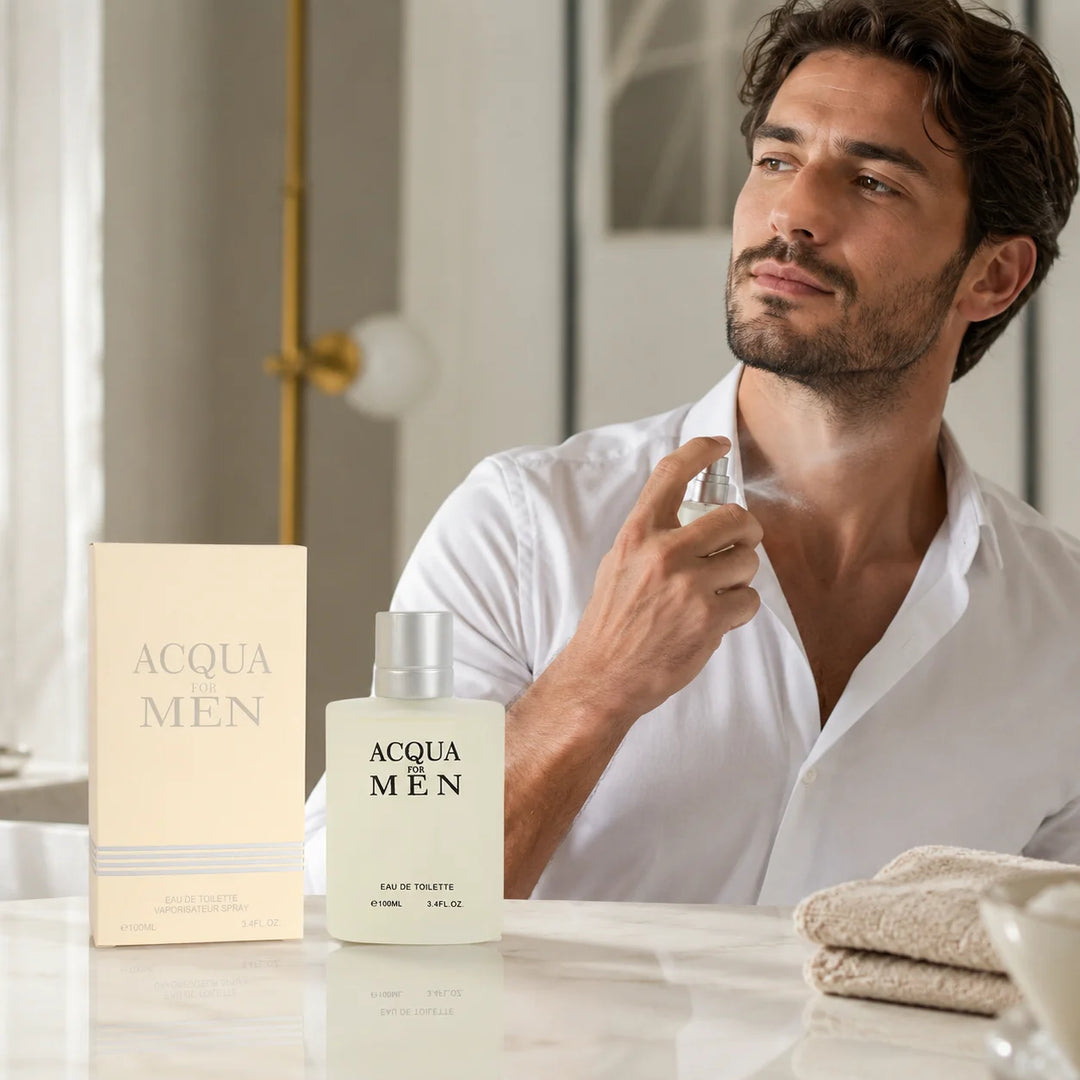 Acqua for Men Eau de Toilette, 100ml / 3.4 Fl Oz – Fresh Aquatic Cologne for Men – Clean Crisp Masculine Everyday Fragrance Spray – Men’s Cologne Gift