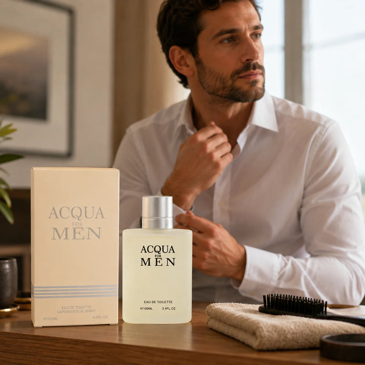 Acqua for Men Eau de Toilette, 100ml / 3.4 Fl Oz – Fresh Aquatic Cologne for Men – Clean Crisp Masculine Everyday Fragrance Spray – Men’s Cologne Gift