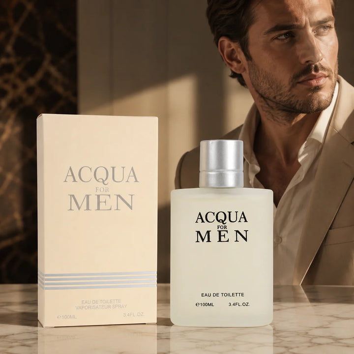 Acqua for Men Eau de Toilette, 100ml / 3.4 Fl Oz – Fresh Aquatic Cologne for Men – Clean Crisp Masculine Everyday Fragrance Spray – Men’s Cologne Gift