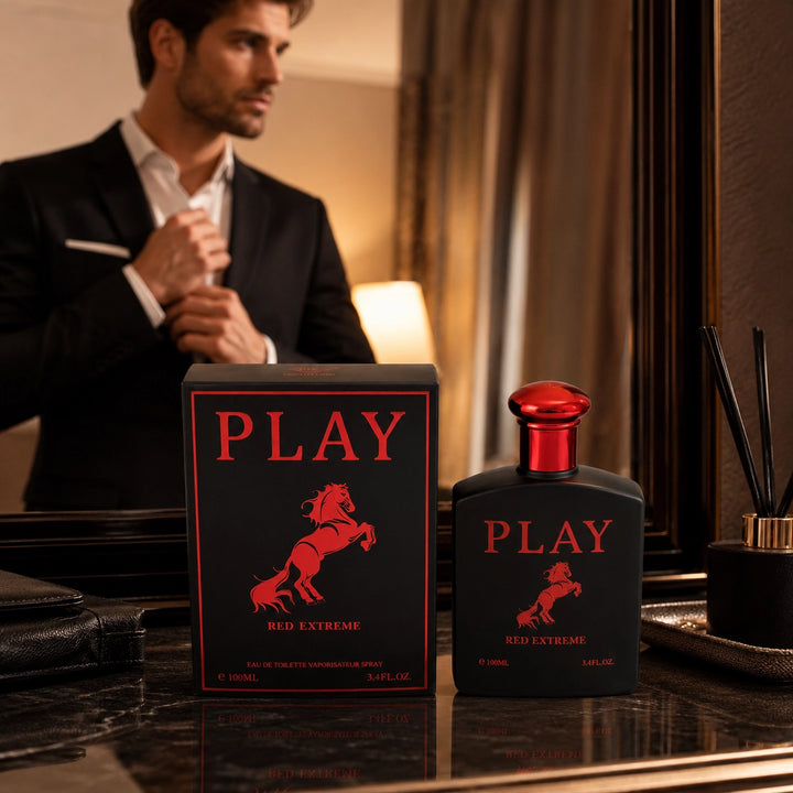 Play Red Extreme Eau de Toilette for Men, 100ml / 3.4 Fl Oz – Bold Woody Aromatic Cologne – Warm Masculine Everyday &amp; Evening Fragrance Spray – Gift for Him