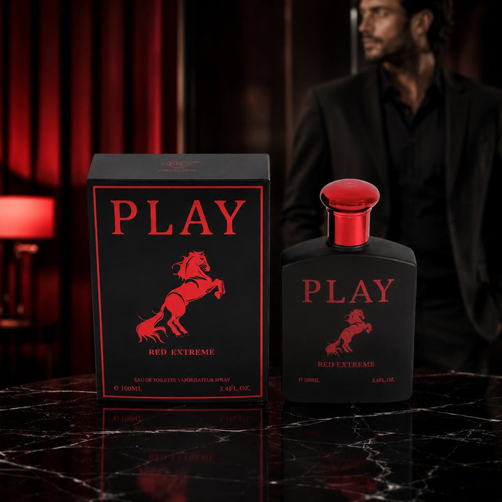 Play Red Extreme Eau de Toilette for Men, 100ml / 3.4 Fl Oz – Bold Woody Aromatic Cologne – Warm Masculine Everyday &amp; Evening Fragrance Spray – Gift for Him