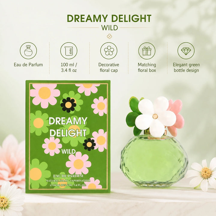 Dreamy Delight Wild Eau de Parfum for Women, 100ml / 3.4 Fl Oz – Fresh Floral Fruity Perfume – Feminine Everyday Fragrance Spray – Women’s Perfume Gift