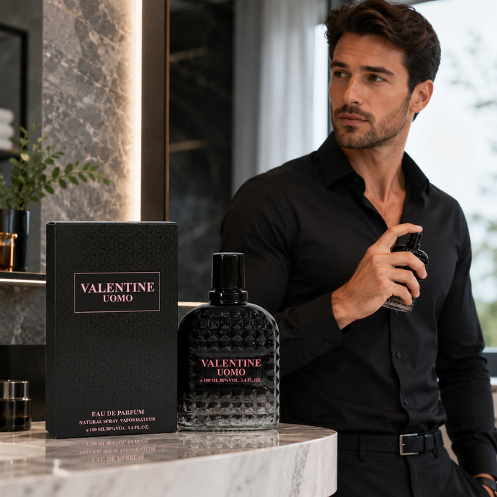 Valentine Uomo Eau de Parfum for Men, 100ml / 3.4 Fl Oz – Masculine Cologne Spray – Fresh Woody Aromatic Men’s Fragrance – Everyday &amp; Evening Scent for Men