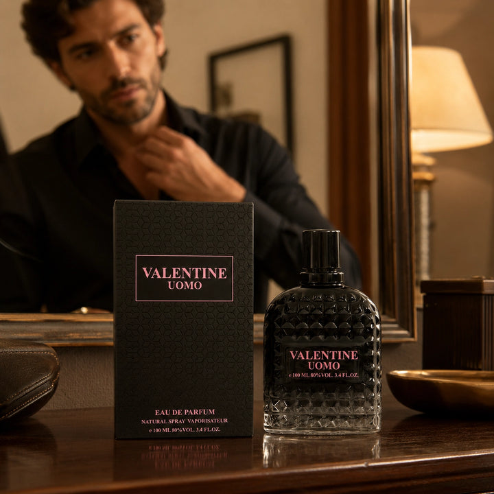 Valentine Uomo Eau de Parfum for Men, 100ml / 3.4 Fl Oz – Masculine Cologne Spray – Fresh Woody Aromatic Men’s Fragrance – Everyday &amp; Evening Scent for Men