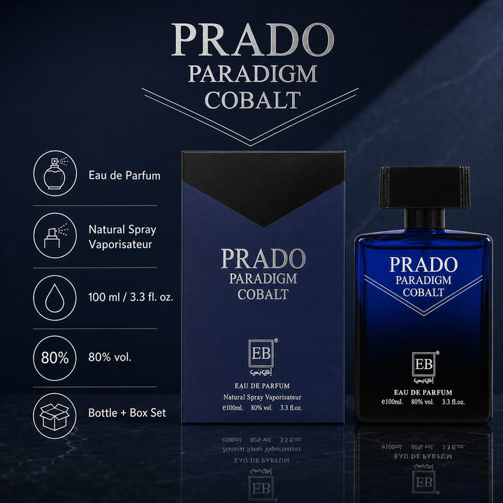 Prado Paradigm Cobalt Eau de Parfum for Men, 100ml / 3.3 Fl Oz – Fresh Woody Aromatic Cologne Spray – Masculine Everyday &amp; Evening Fragrance for Men