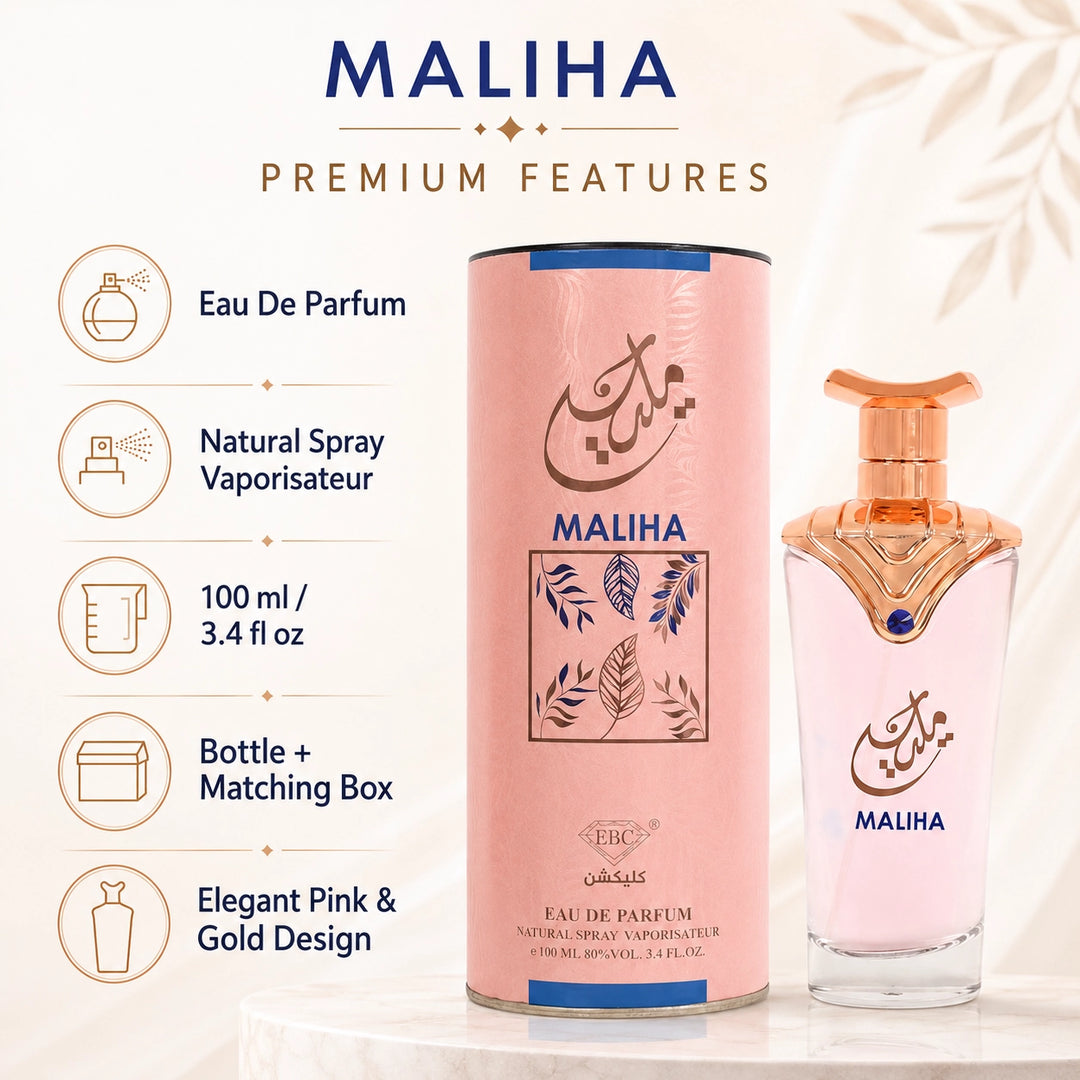 Maliha Eau de Parfum for Women 100ml / 3.4 Fl Oz – Elegant Floral Perfume Spray – Feminine Fresh Sweet Fragrance for Everyday Wear, Evening &amp; Gift Giving
