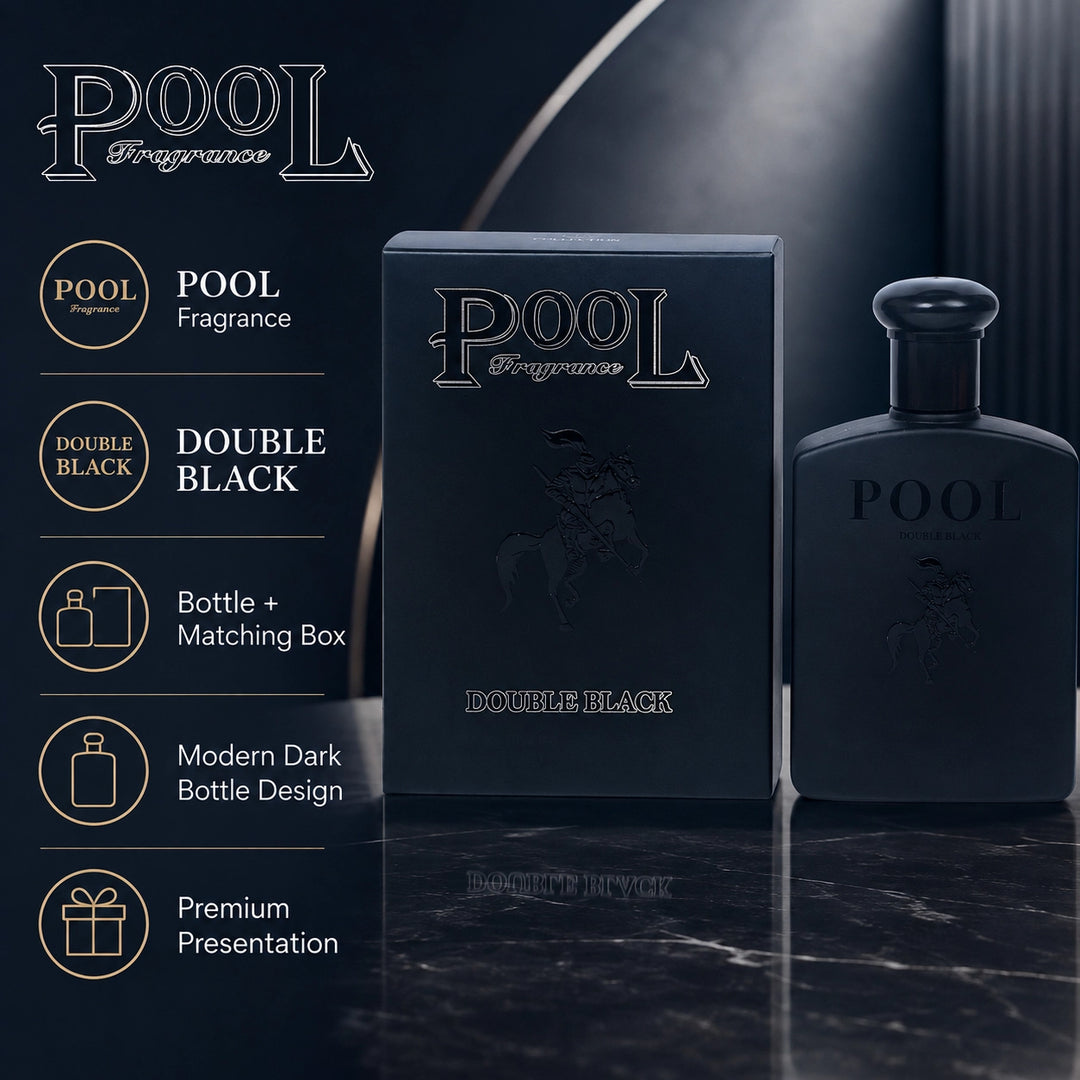 Pool Double Black Eau de Toilette for Men 100ml / 3.4 Fl Oz – Fresh Woody Aromatic Men’s Cologne Spray – Masculine Everyday Fragrance for Work, Evening &amp; Casual Wear