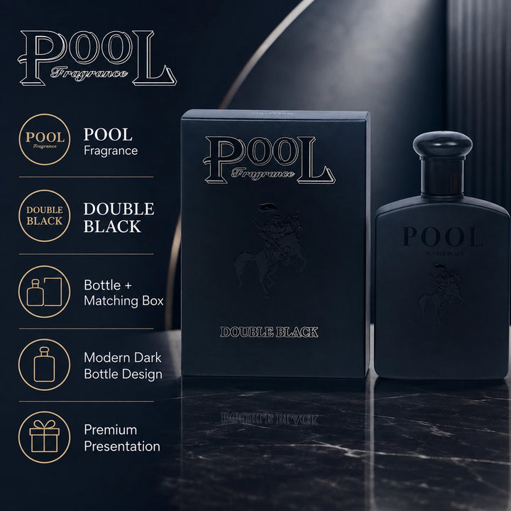 Pool Double Black Eau de Toilette for Men 100ml / 3.4 Fl Oz – Fresh Woody Aromatic Men’s Cologne Spray – Masculine Everyday Fragrance for Work, Evening &amp; Casual Wear