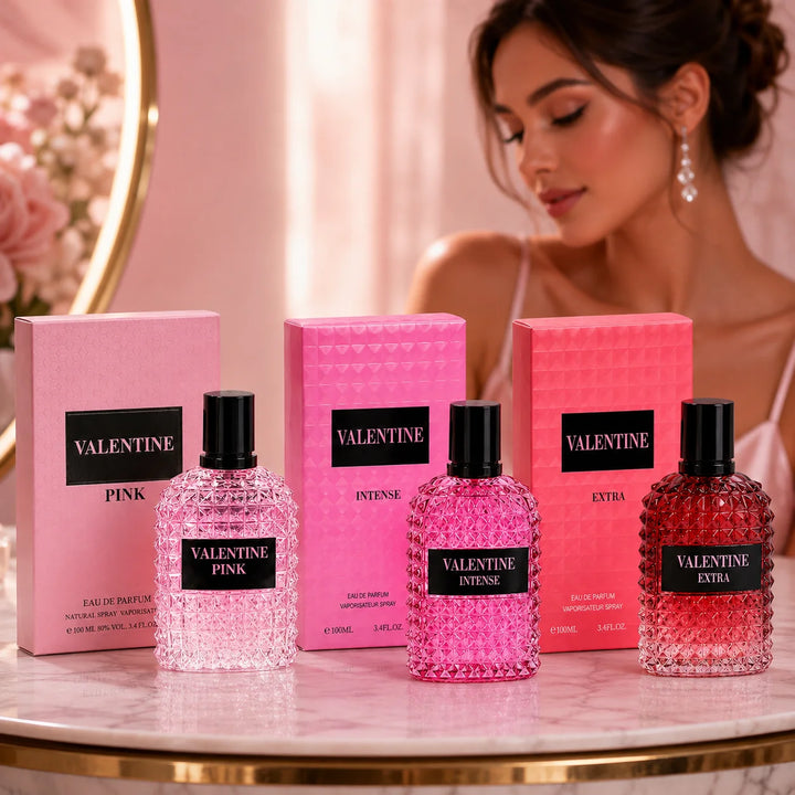 Valentine 3 Piece Perfume Gift Set for Women – Pink, Intense &amp; Extra Eau de Parfum, 100ml / 3.4 Fl Oz Each – Feminine Fragrance Collection – Full Size Women’s Perfume Set