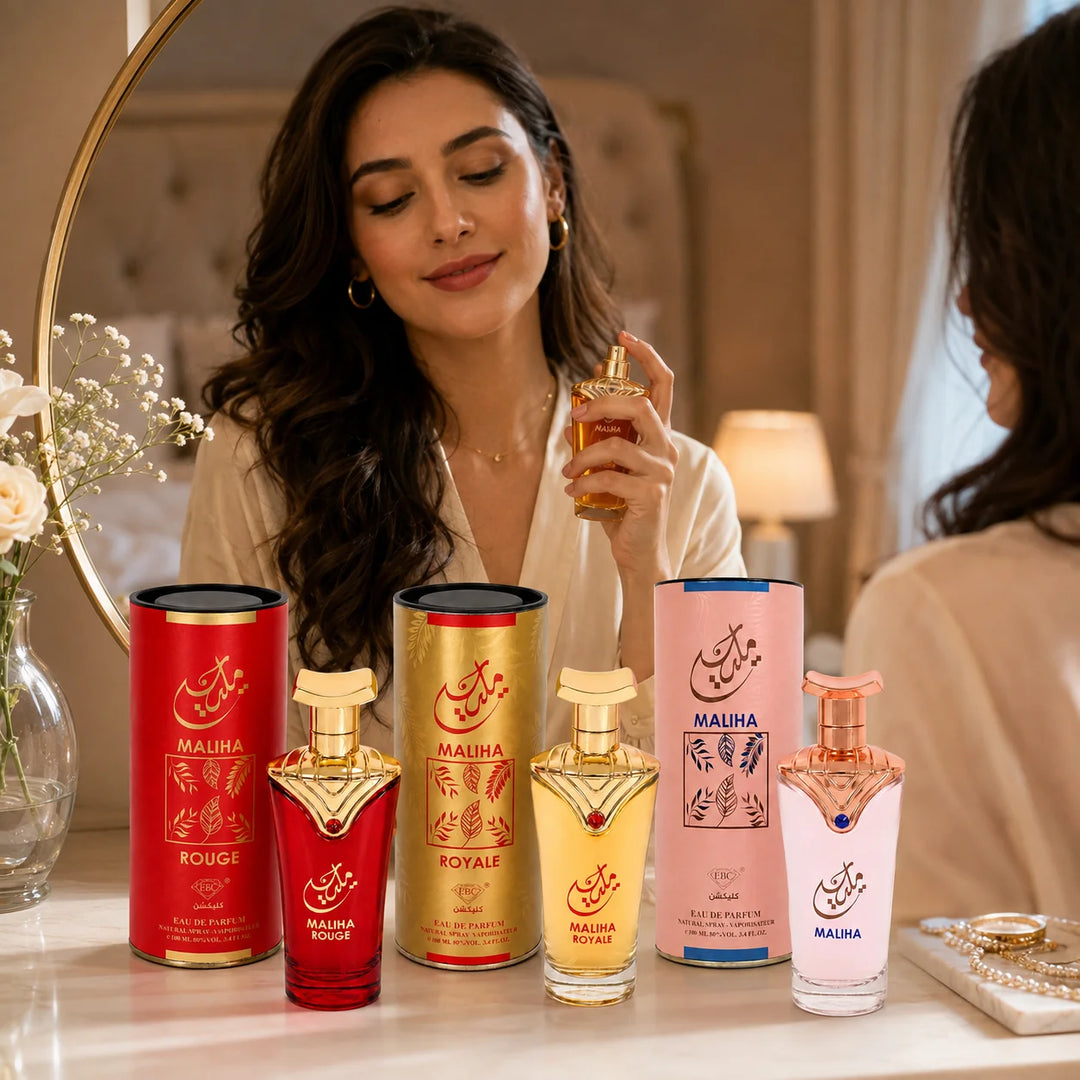 3 Piece Perfume Gift Set for Women – Maliha, Maliha Rouge &amp; Maliha Royale Eau de Parfum – 100ml / 3.4 Fl Oz Each – Feminine Floral Sweet Fragrance Collection – Full Size EDP Set