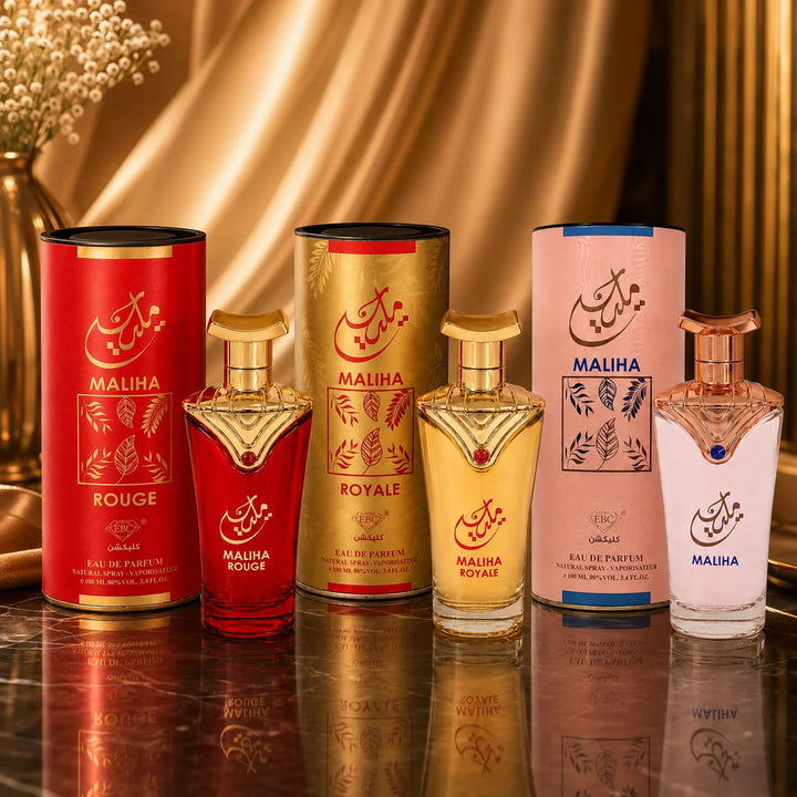 3 Piece Perfume Gift Set for Women – Maliha, Maliha Rouge &amp; Maliha Royale Eau de Parfum – 100ml / 3.4 Fl Oz Each – Feminine Floral Sweet Fragrance Collection – Full Size EDP Set