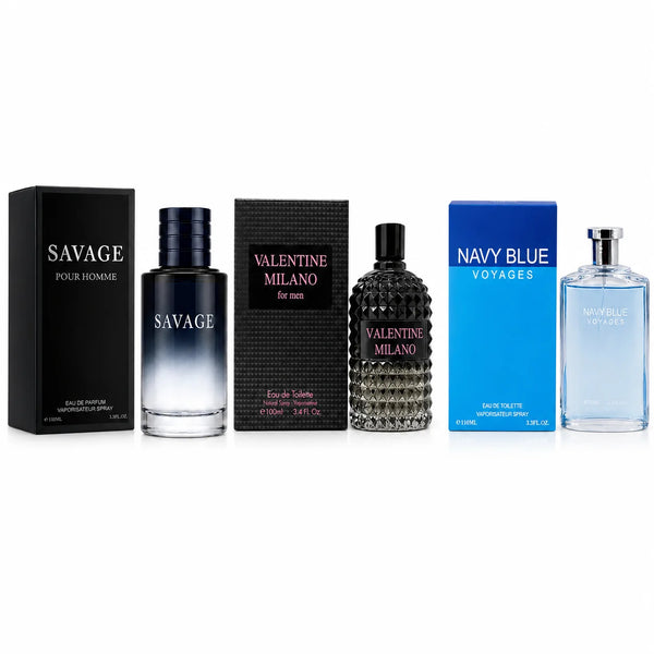 3 Piece Men’s Cologne Set – Bravery for Man, Fire & Coast for Men – 100ml / 3.4 Fl Oz Each – Eau de Toilette Spray – Fresh Woody Aromatic Fragrance Gift Set for Men
