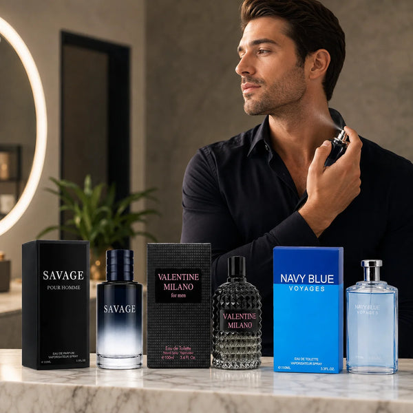 3 Piece Men’s Cologne Set – Bravery for Man, Fire & Coast for Men – 100ml / 3.4 Fl Oz Each – Eau de Toilette Spray – Fresh Woody Aromatic Fragrance Gift Set for Men