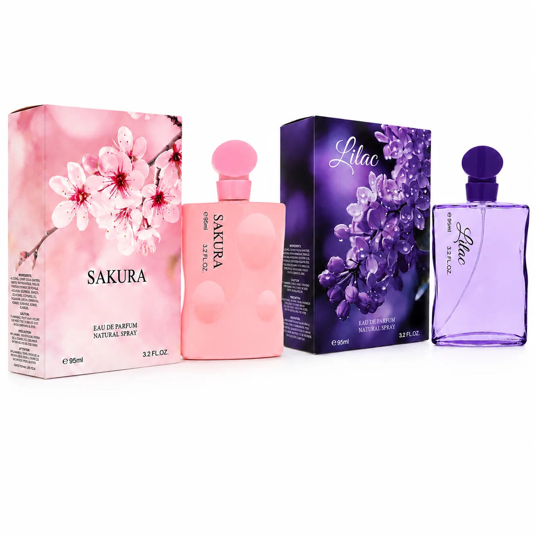 2 Piece Perfume Set for Women – Sakura &amp; Lilac, 3.2 Fl Oz / 95ml Each Eau de Parfum Spray – Floral Women’s Fragrance Gift Set, Full Size Perfume Collection for Her