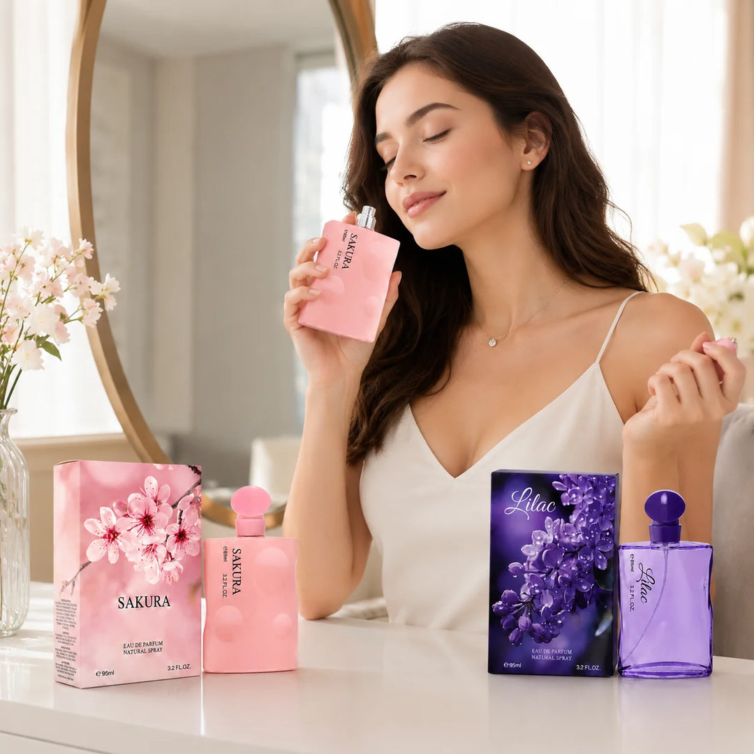 2 Piece Perfume Set for Women – Sakura &amp; Lilac, 3.2 Fl Oz / 95ml Each Eau de Parfum Spray – Floral Women’s Fragrance Gift Set, Full Size Perfume Collection for Her
