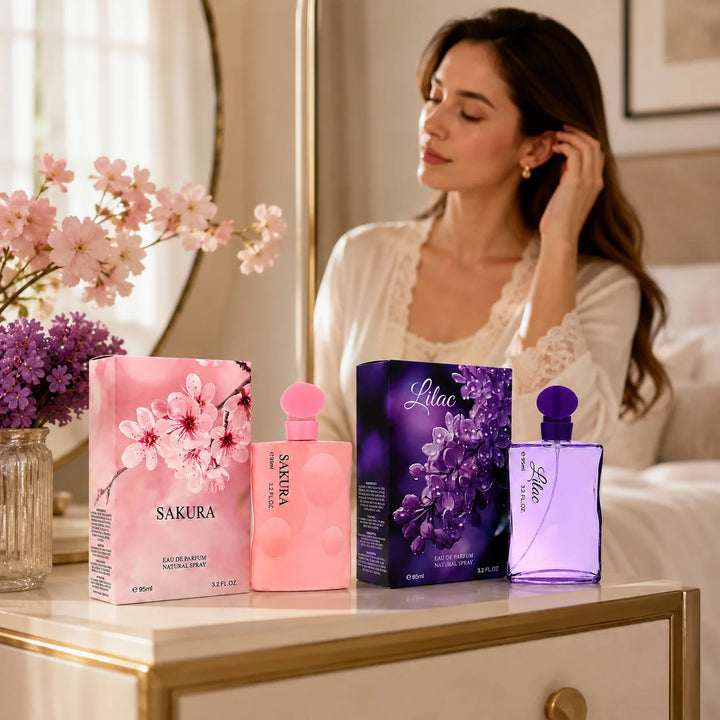 2 Piece Perfume Set for Women – Sakura &amp; Lilac, 3.2 Fl Oz / 95ml Each Eau de Parfum Spray – Floral Women’s Fragrance Gift Set, Full Size Perfume Collection for Her