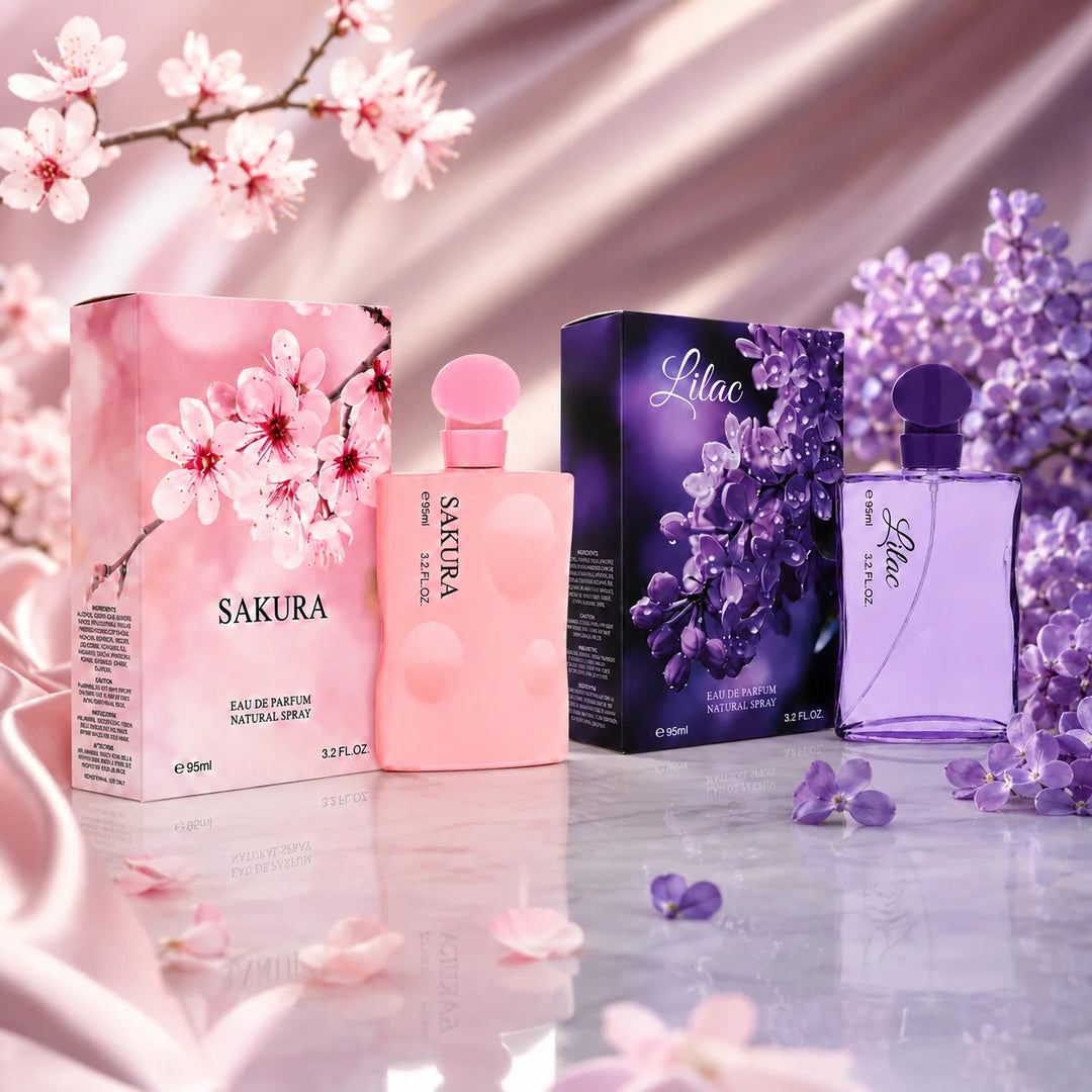 2 Piece Perfume Set for Women – Sakura &amp; Lilac, 3.2 Fl Oz / 95ml Each Eau de Parfum Spray – Floral Women’s Fragrance Gift Set, Full Size Perfume Collection for Her
