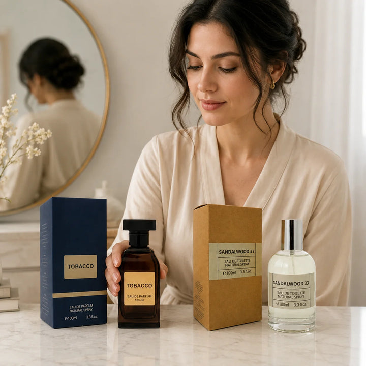 2 Piece Fragrance Set – Tobacco Eau de Parfum &amp; Sandalwood 33 Eau de Toilette, 100ml / 3.3 Fl Oz Each – Warm Woody Aromatic Perfume &amp; Cologne Spray Gift Set