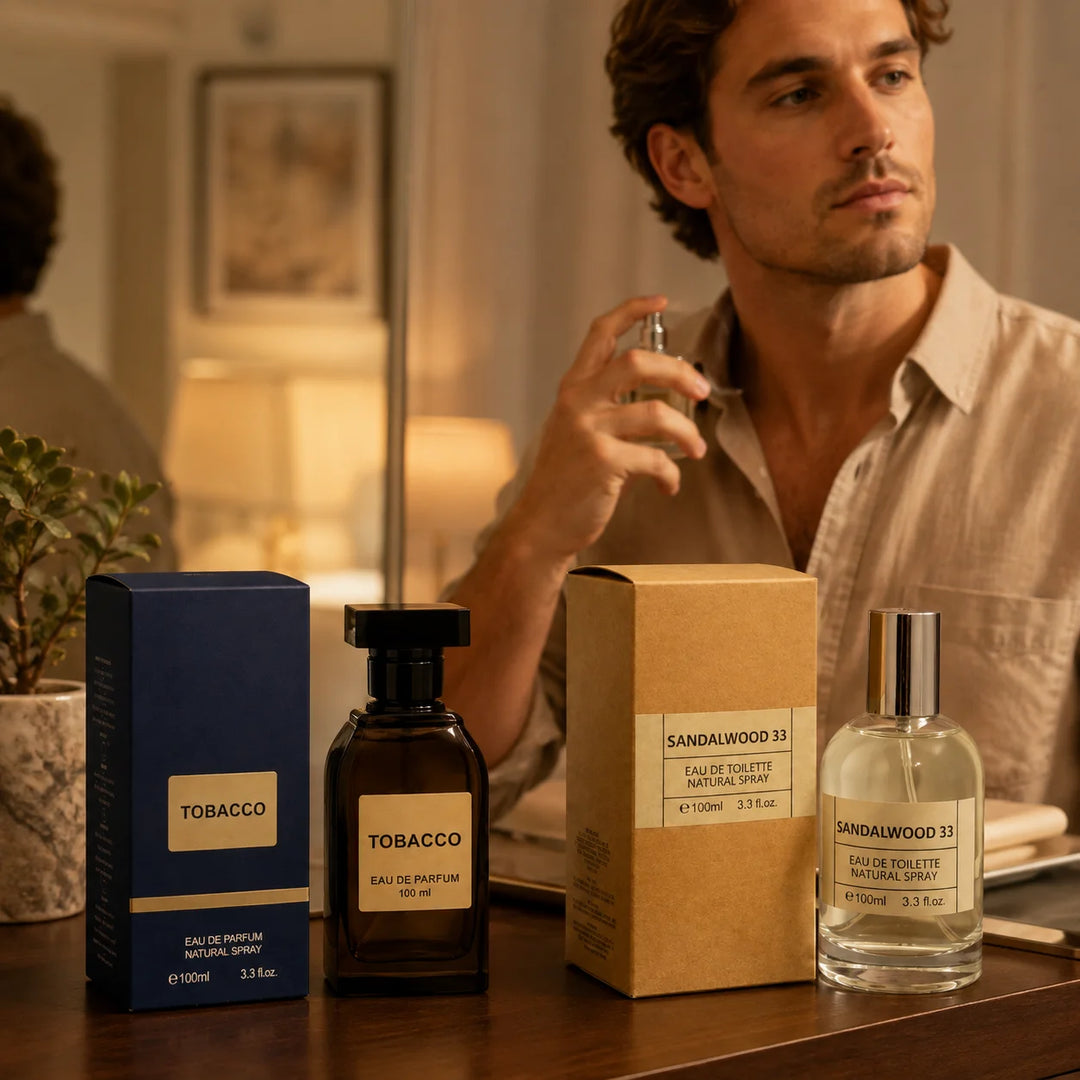 2 Piece Fragrance Set – Tobacco Eau de Parfum &amp; Sandalwood 33 Eau de Toilette, 100ml / 3.3 Fl Oz Each – Warm Woody Aromatic Perfume &amp; Cologne Spray Gift Set