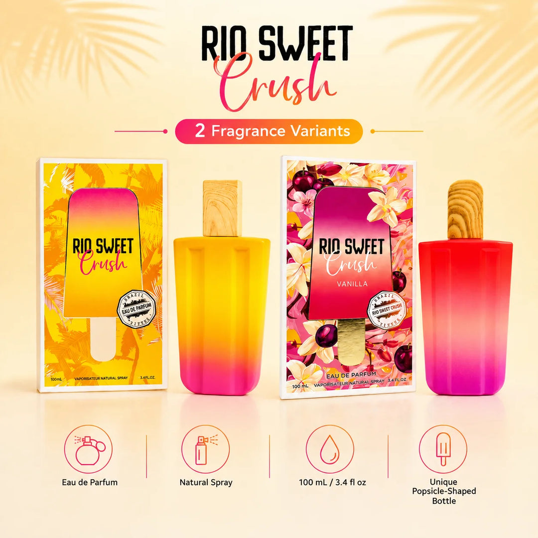 2 Piece Rio Sweet Crush Perfume Set for Women – Original &amp; Vanilla Eau de Parfum, 100ml / 3.4 Fl Oz Each – Sweet Fruity Vanilla Gourmand Fragrance Spray Gift Set