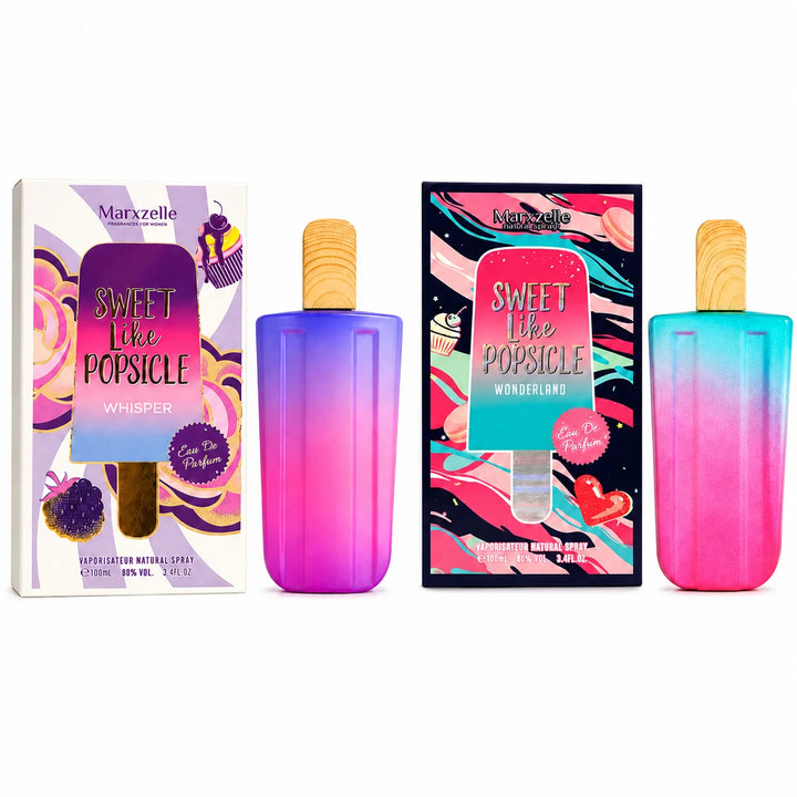 2 Piece Sweet Like Popsicle Perfume Set for Women – Whisper &amp; Wonderland Eau de Parfum, 100ml / 3.4 Fl Oz Each – Sweet Fruity Gourmand Fragrance Spray Gift Set