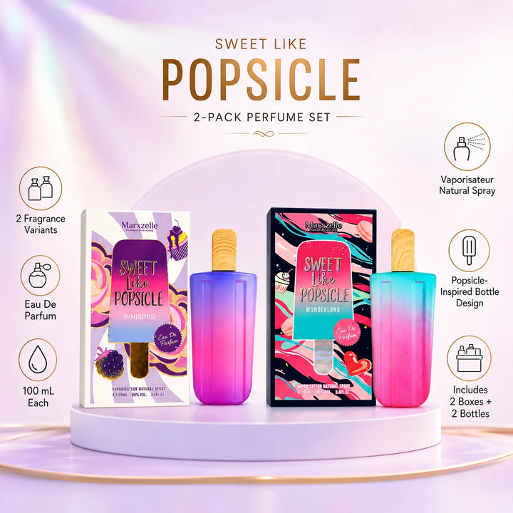 2 Piece Sweet Like Popsicle Perfume Set for Women – Whisper &amp; Wonderland Eau de Parfum, 100ml / 3.4 Fl Oz Each – Sweet Fruity Gourmand Fragrance Spray Gift Set