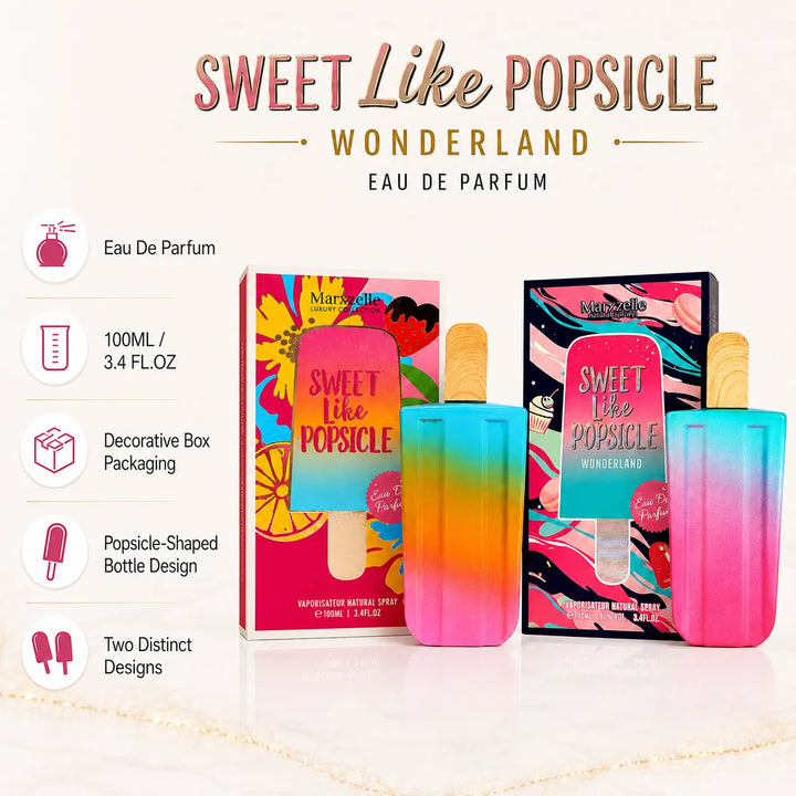 2 Piece Sweet Like Popsicle Perfume Set for Women – Original &amp; Wonderland Eau de Parfum, 100ml / 3.4 Fl Oz Each – Sweet Fruity Floral Women’s Fragrance Gift Set