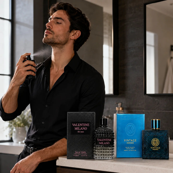 2 Piece Men’s Cologne Set – Valentine Milano &amp; Vintage Heroes, 100ml / 3.4 Fl Oz Each – Eau de Toilette Spray – Fresh Woody Aromatic Men’s Fragrance Gift Set
