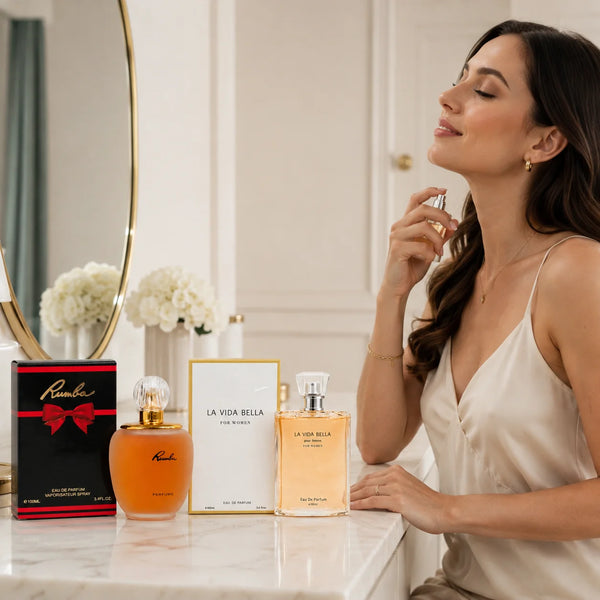 2 Piece Women’s Perfume Set – Rumba & La Vida Bella, 100ml / 3.4 Fl Oz Each – Eau de Parfum Spray – Sweet Floral Fruity Fragrance Collection for Women