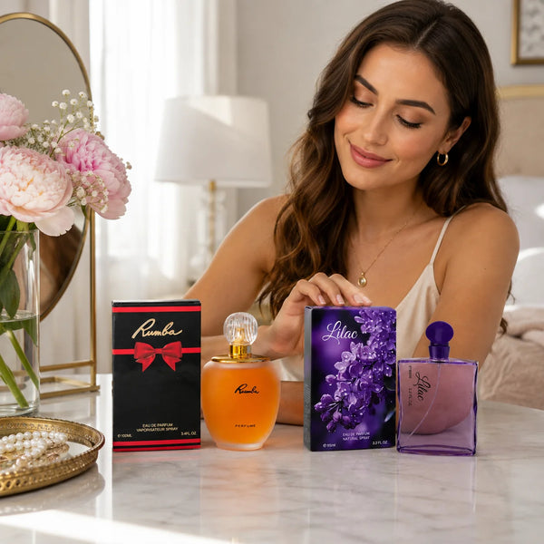 2 Piece Women’s Perfume Set – Rumba 100ml & Lilac 95ml Eau de Parfum – Sweet Floral Fragrance Collection for Women – Full Size Perfume Gift Set