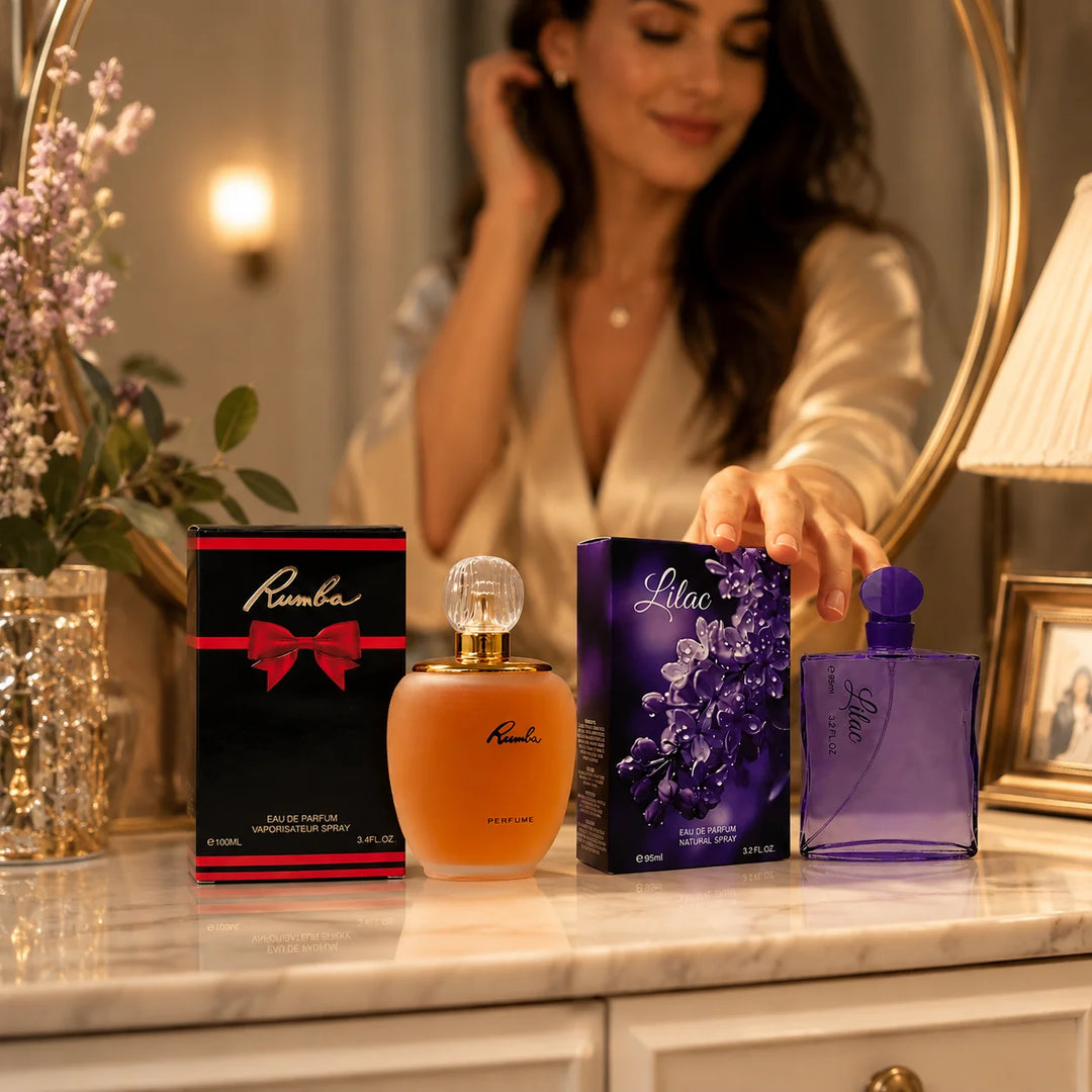 2 Piece Women’s Perfume Set – Rumba 100ml &amp; Lilac 95ml Eau de Parfum – Sweet Floral Fragrance Collection for Women – Full Size Perfume Gift Set