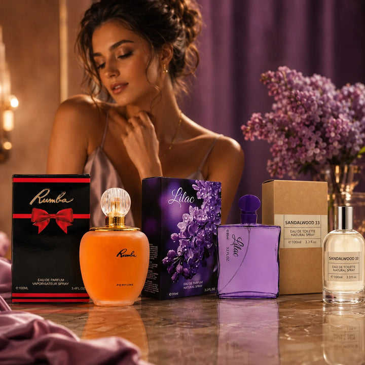 Rumba, Lilac &amp; Sandalwood 33 Perfume Set – 3 Piece Fragrance Gift Set, Eau de Parfum &amp; Eau de Toilette, Floral, Warm &amp; Woody Scents