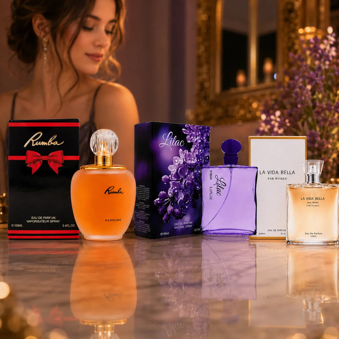 Rumba, Lilac &amp; La Vida Bella Perfume Set for Women – 3 Piece Eau de Parfum Fragrance Collection &amp; Floral, Sweet &amp; Warm Feminine Scents, Full Size Perfume Gift Set