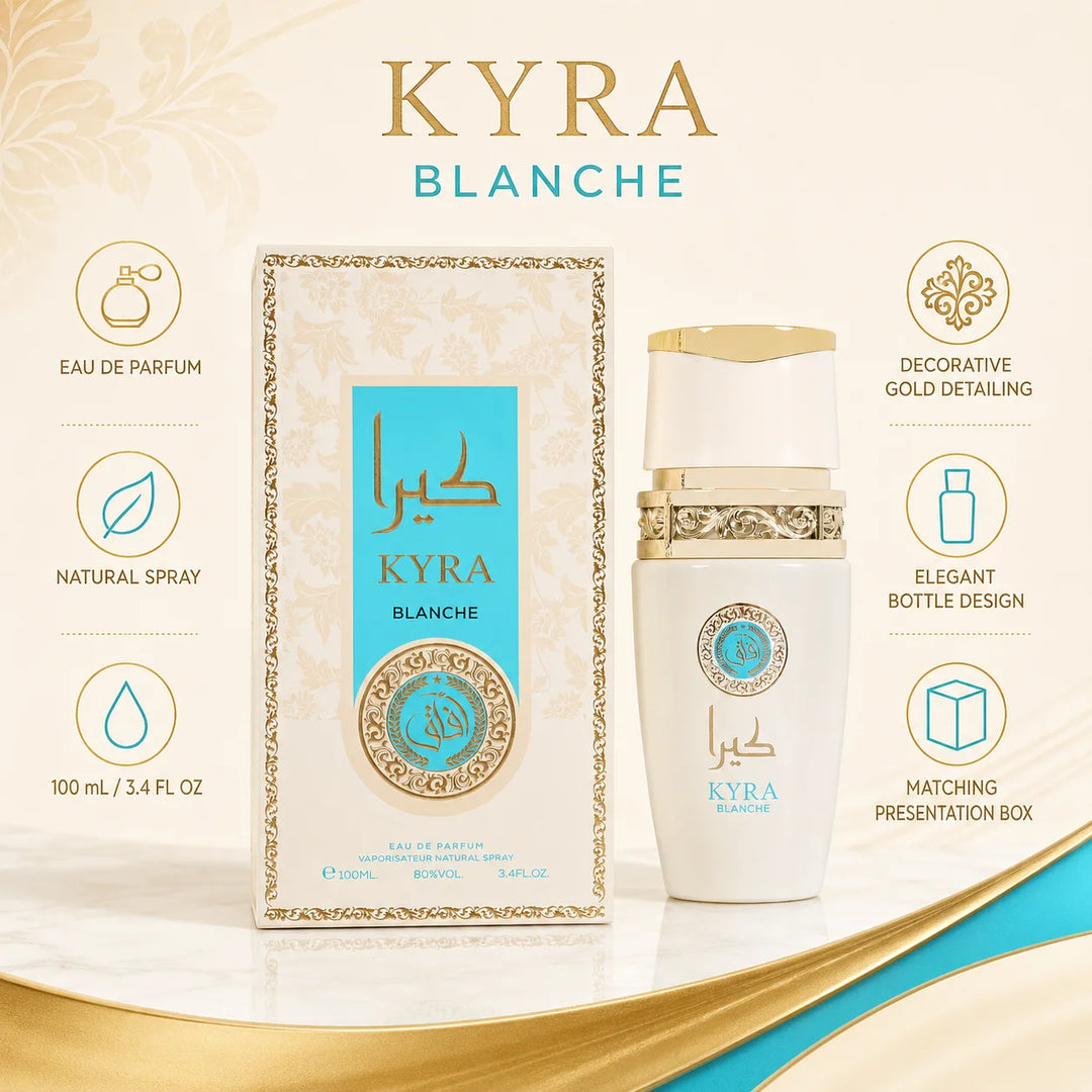Kyra Blanche Eau de Parfum 3.4 oz / 100ml – Fresh Floral Perfume, Elegant Feminine Fragrance Spray, Full Size EDP for Women, Everyday &amp; Evening Scent