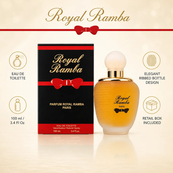 Royal Ramba Eau de Toilette 3.4 oz / 100ml – Warm Floral Fragrance Spray, Full Size EDT, Elegant Everyday Perfume for Women, Day &amp; Evening Scent