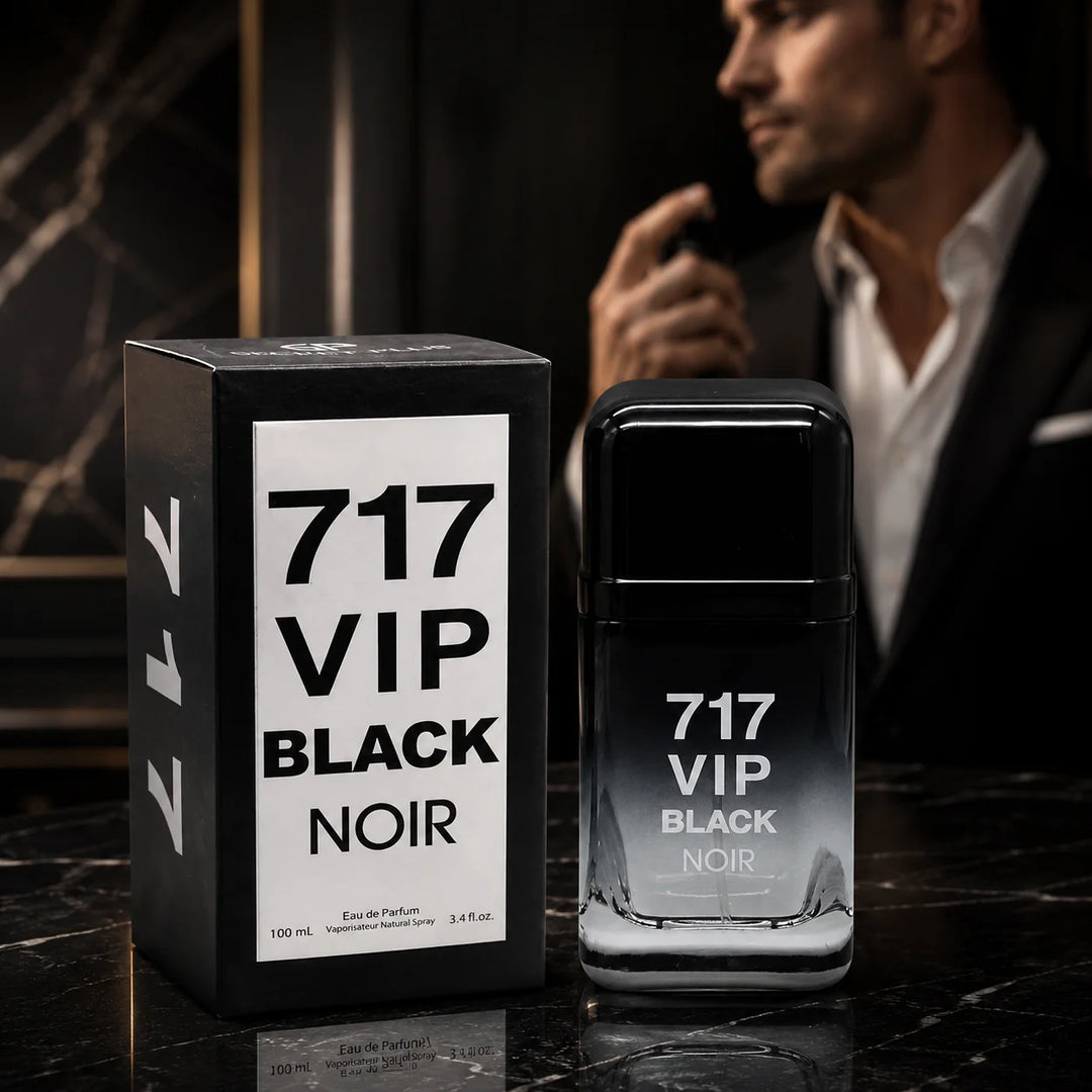 717 VIP Black Noir Eau de Parfum for Men – 3.4 Fl Oz Woody Fragrance