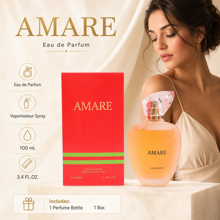 Amare Eau de Parfum for Women 100ml / 3.4 Fl Oz – Feminine Perfume Spray, Elegant Women’s Fragrance for Everyday Wear, Evening &amp; Special Occasions
