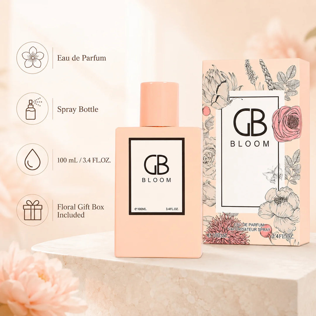 GB Bloom Eau de Parfum Spray 100ml – Elegant Everyday Perfume with Floral Gift Box