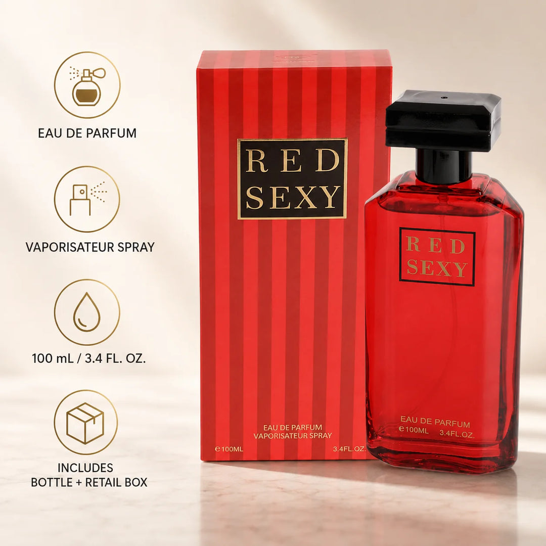 Red Sexy Eau de Parfum Spray 100ml – Bold Long-Lasting Perfume for Women, 3.4 Fl Oz
