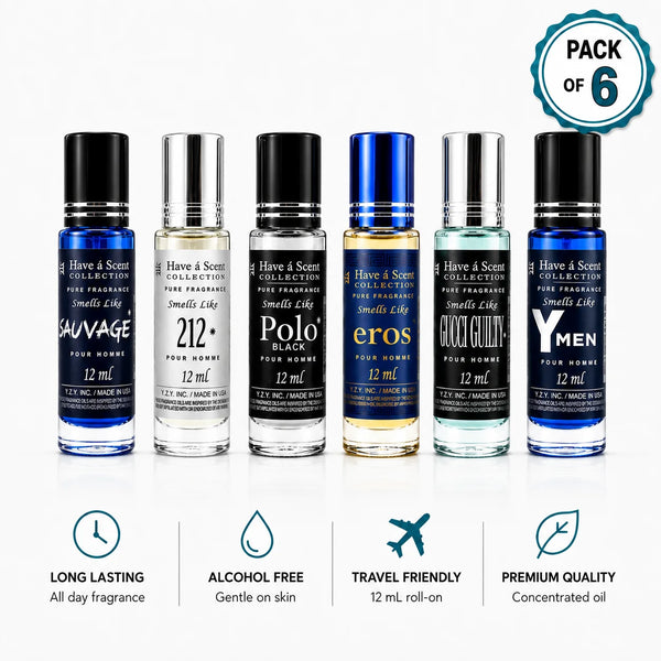 Men's Best Seller Perfume Oil Set – 6 Premium Cologne Oil Collection