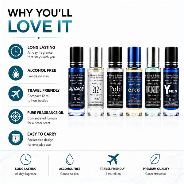 Men's Best Seller Perfume Oil Set – 6 Premium Cologne Oil Collection