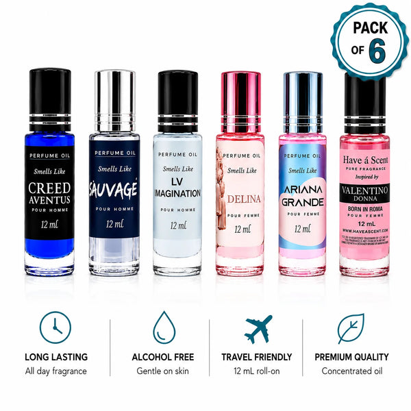 His & Hers Perfume Oil Set | 6 Long-Lasting Roll-On Fragrances