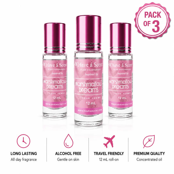 Marshmallow Dreams Perfume Oil Set – 3 Long-Lasting Roll-On Fragrance Oils